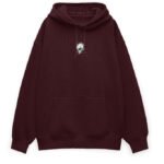 Skull Embroided Hoodie - Maroon